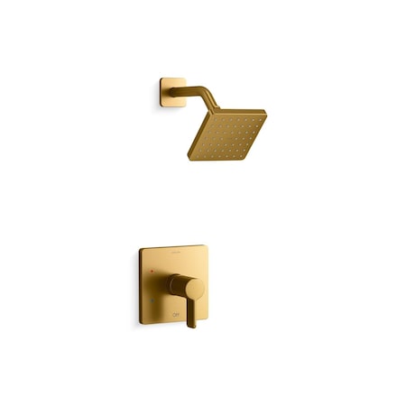 Kohler Parallel Shwr Trim, 1.75 GPM Showerhead Vibrant Brushed Moderne Brass TS23503-4G-2MB